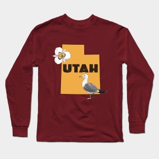 Utah with state flower and bird Long Sleeve T-Shirt